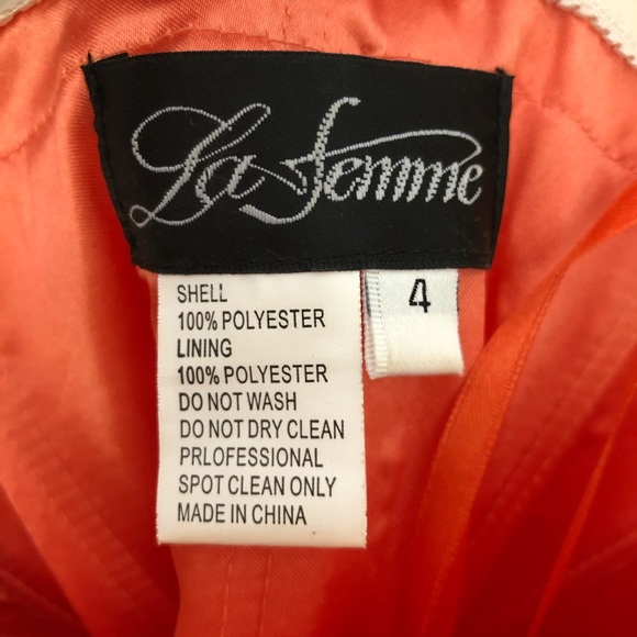 La Femme Orange Sequin Strapless Prom Dress 4 - Picture 3 of 3